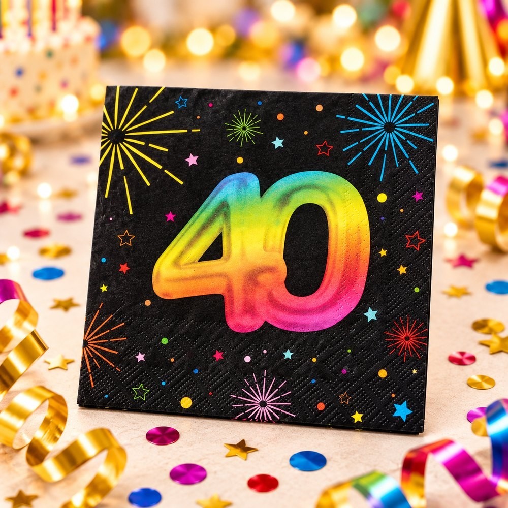 Serviettes Santex Âge 40 ans Multicolores – Anniversaire