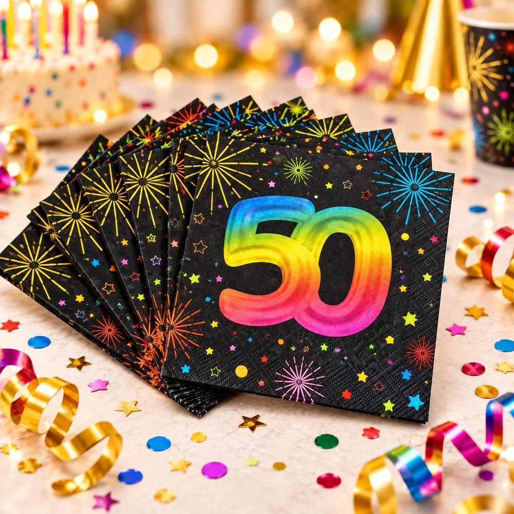 Serviettes Santex 50 Ans Multicolores | Fiesta Factory