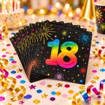 12 Serviettes Papier Festicolor 18 Ans | Fiesta Factory