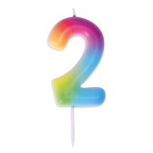 Bougie Anniversaire Multicolore Chiffre 2 | Fiesta Factory
