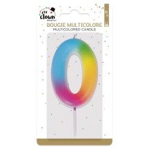 Bougie Anniversaire Multicolore Chiffre 0 | Fiesta Factory
