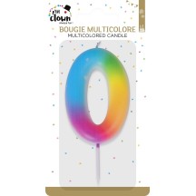 Bougie Anniversaire Multicolore Chiffre 0 | Fiesta Factory