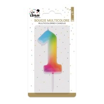 Bougie Anniversaire Multicolore Chiffre 1 | Fiesta Factory