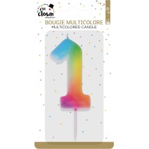 Bougie Anniversaire Multicolore Chiffre 1 | Fiesta Factory