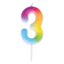 Bougie Anniversaire Multicolore Chiffre 3 | Fiesta Factory