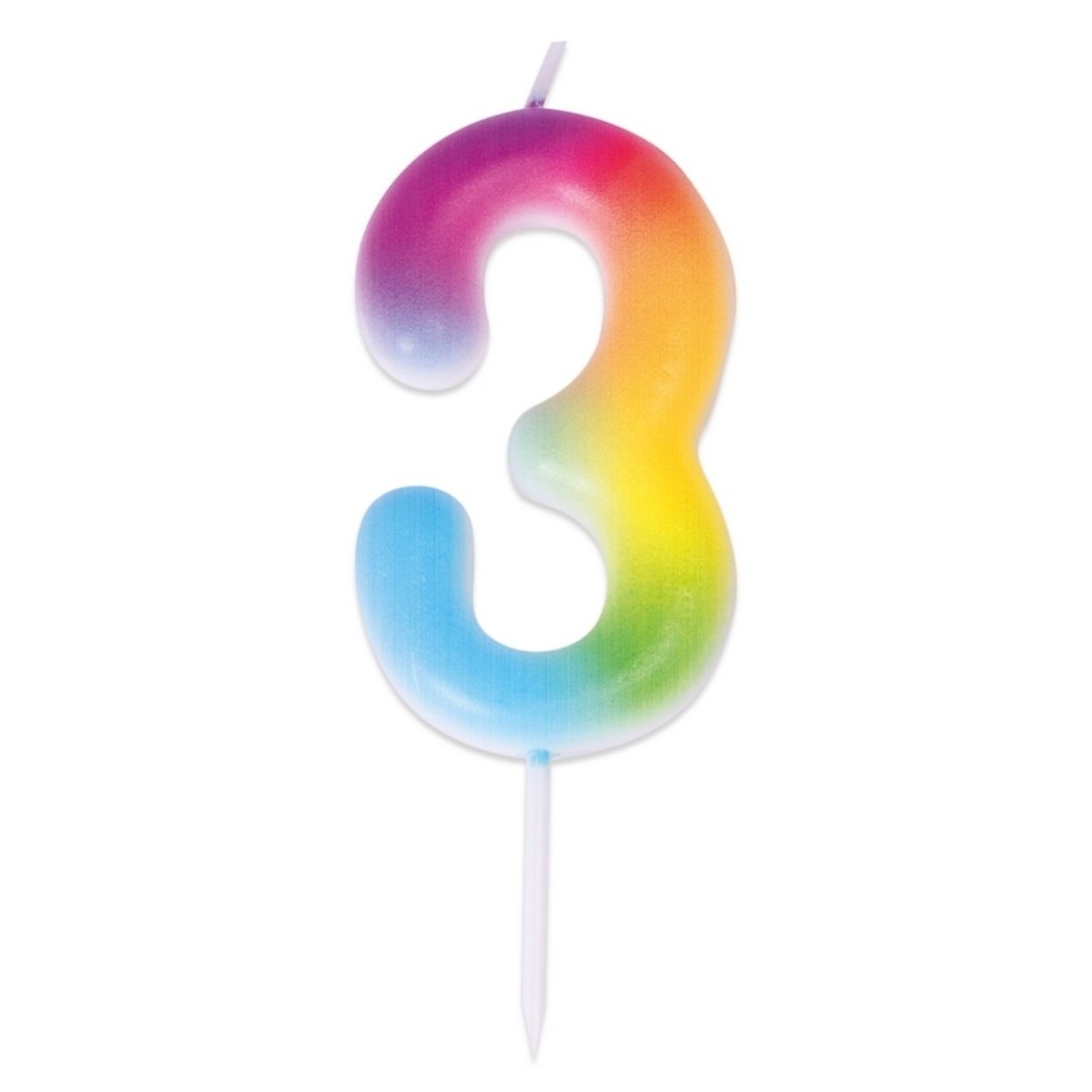 Bougie Anniversaire Multicolore Chiffre 3 | Fiesta Factory