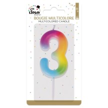 Bougie Anniversaire Multicolore Chiffre 3 | Fiesta Factory