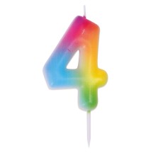 Bougie Anniversaire Multicolore Chiffre 4 | Fiesta Factory
