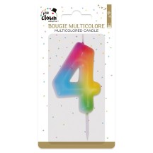 Bougie Anniversaire Multicolore Chiffre 4 | Fiesta Factory