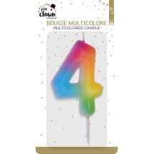 Bougie Anniversaire Multicolore Chiffre 4 | Fiesta Factory