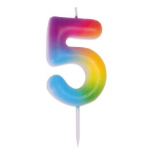 Bougie Anniversaire Multicolore Chiffre 5 | Fiesta Factory