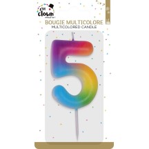 Bougie Anniversaire Multicolore Chiffre 5 | Fiesta Factory
