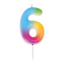 Bougie Anniversaire Multicolore Chiffre 6 | Fiesta Factory