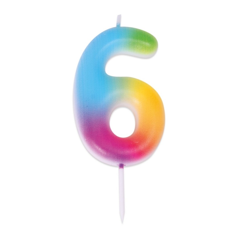 Bougie Anniversaire Multicolore Chiffre 6 | Fiesta Factory