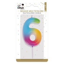 Bougie Anniversaire Multicolore Chiffre 6 | Fiesta Factory
