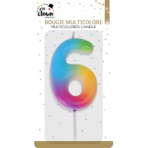 Bougie Anniversaire Multicolore Chiffre 6 | Fiesta Factory