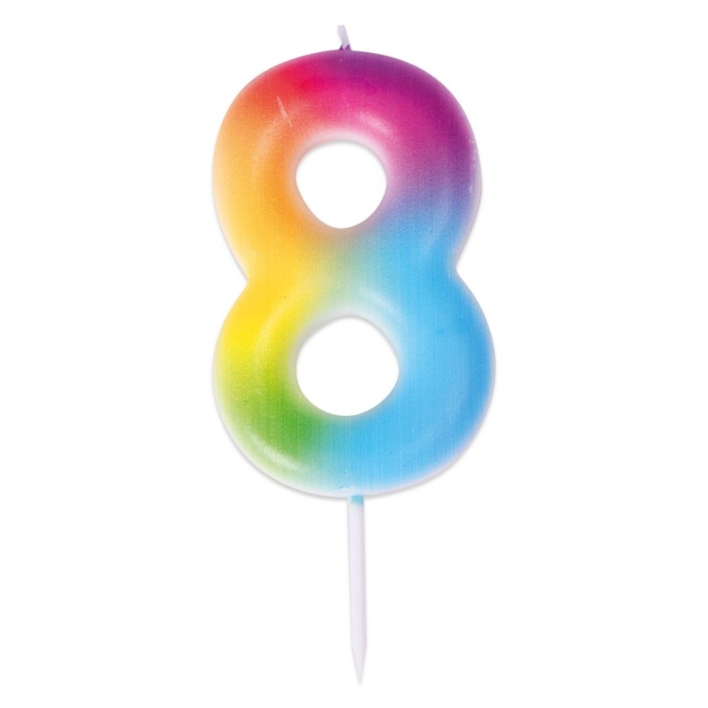 Bougie Anniversaire Multicolore Chiffre 8 | Fiesta Factory