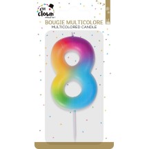 Bougie Anniversaire Multicolore Chiffre 8 | Fiesta Factory