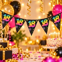 Guirlande Fanions Anniversaire 18 Ans | Fiesta Factory