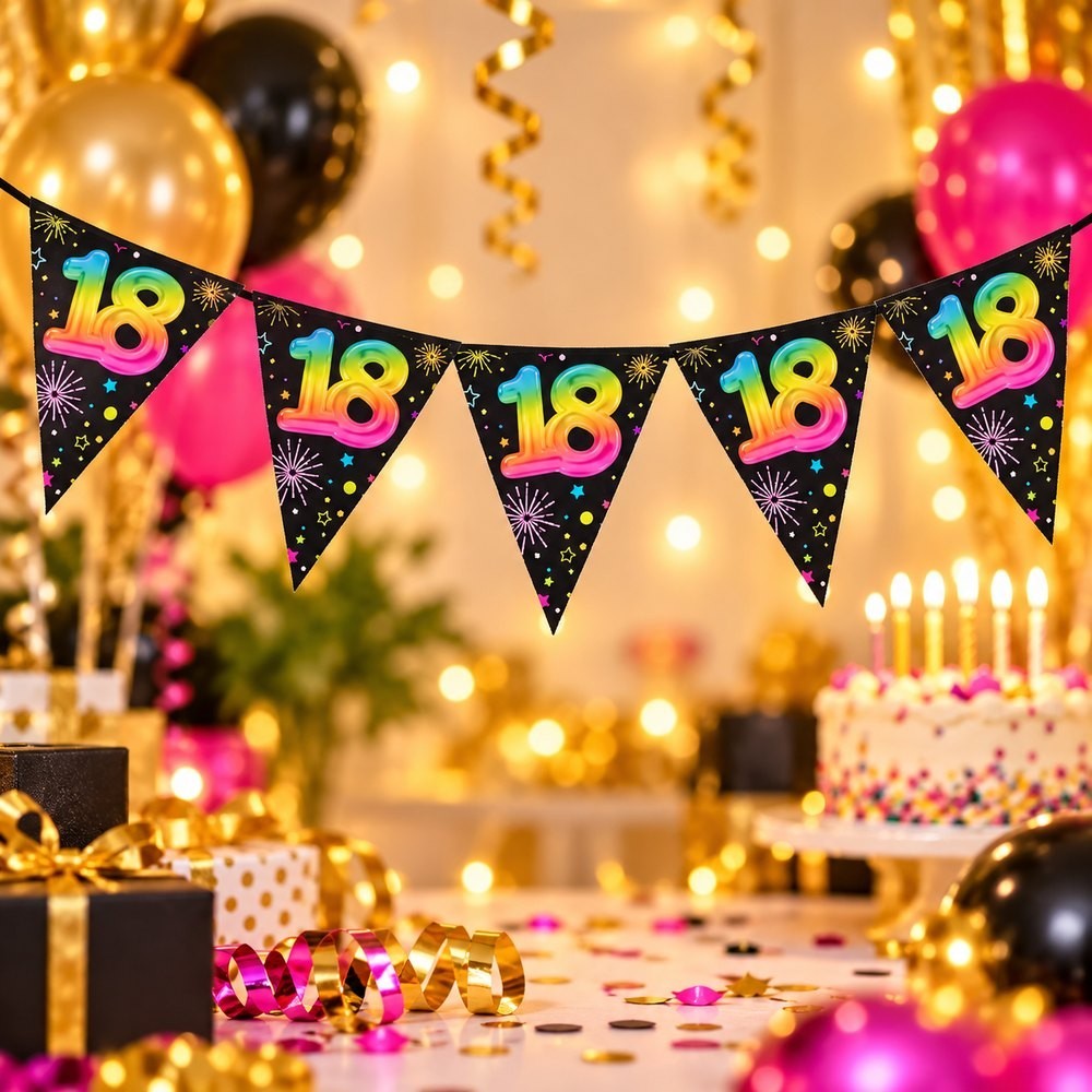 Guirlande Fanions Anniversaire 18 Ans | Fiesta Factory