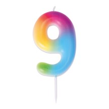 Bougie Anniversaire Multicolore Chiffre 9 | Fiesta Factory