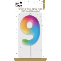 Bougie Anniversaire Multicolore Chiffre 9 | Fiesta Factory