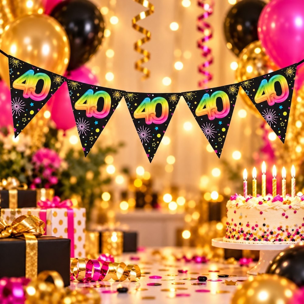 Guirlande Fanions Anniversaire 40 Ans | Fiesta Factory