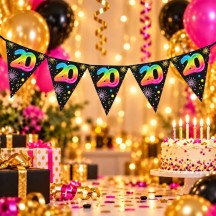 Guirlande Fanions Anniversaire 20 Ans | Fiesta Factory