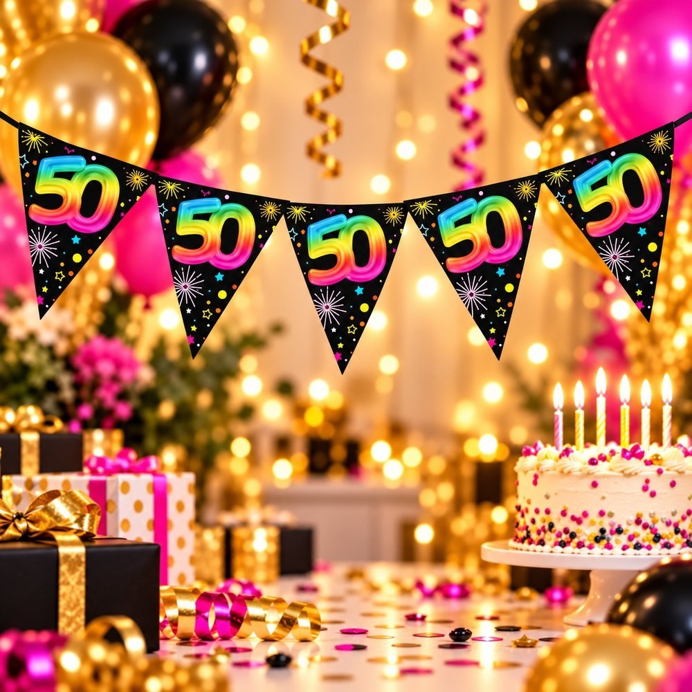 Guirlande Fanions Anniversaire 50 Ans | Fiesta Factory