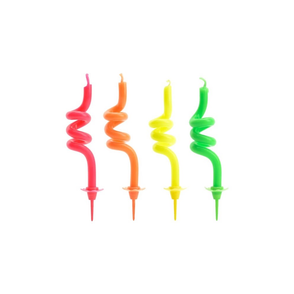 4 Bougies Anniversaire Tourbillons Multicolores