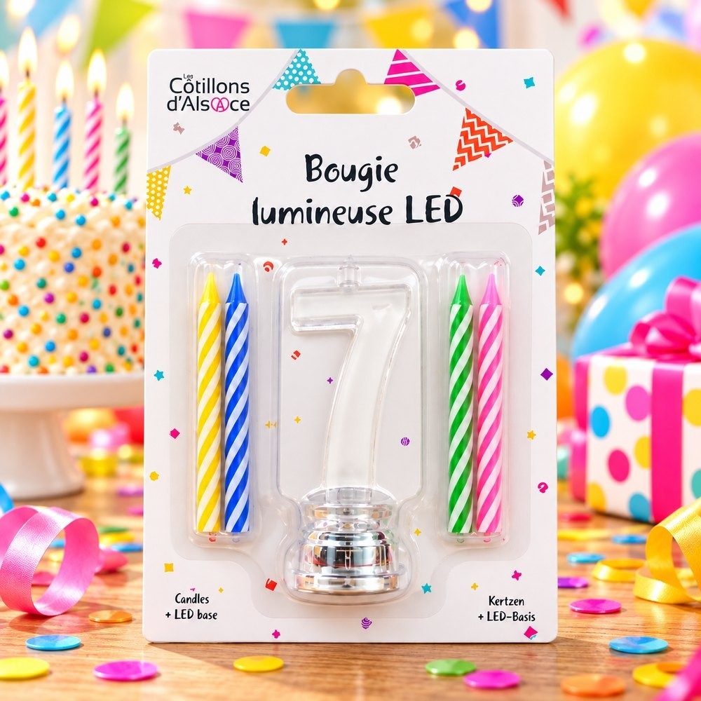 Bougie LED Lumineuse Chiffre 7 pour Anniversaire | Fiesta Factory