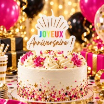 Bougie Joyeux Anniversaire Festicolor Blanche | Fiesta Factory
