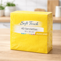 40 Serviettes soft touch 38x38 cm 2 plis – Jaune - 149422 - Serviettes Soft Touch