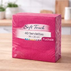 40 Serviettes soft touch 38x38 cm 2 plis – Fuchsia - 149434 - Serviettes Soft Touch