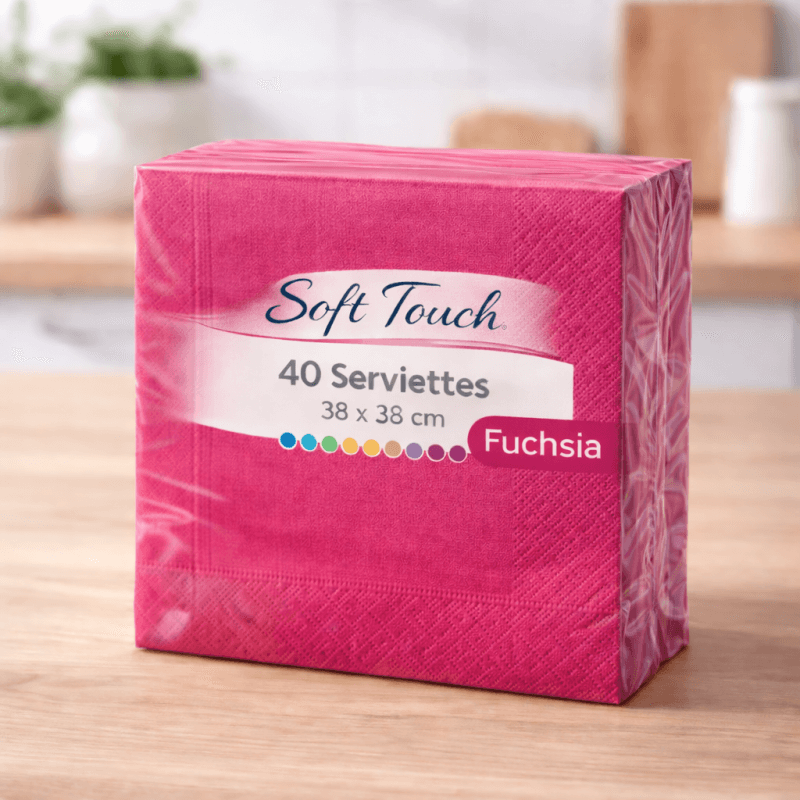 40 Serviettes soft touch 38x38 cm 2 plis – Fuchsia - 149434 - Serviettes Soft Touch