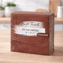 40 Serviettes soft touch 38x38 cm 2 plis – Chocolat - 149456 - Serviettes Soft Touch