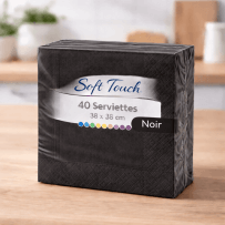 40 Serviettes soft touch 38x38 cm 2 plis – Noir - 149457 - Serviettes Soft Touch