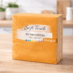 40 Serviettes soft touch 38x38 cm 2 plis – Mangue - 149461 - Serviettes Soft Touch