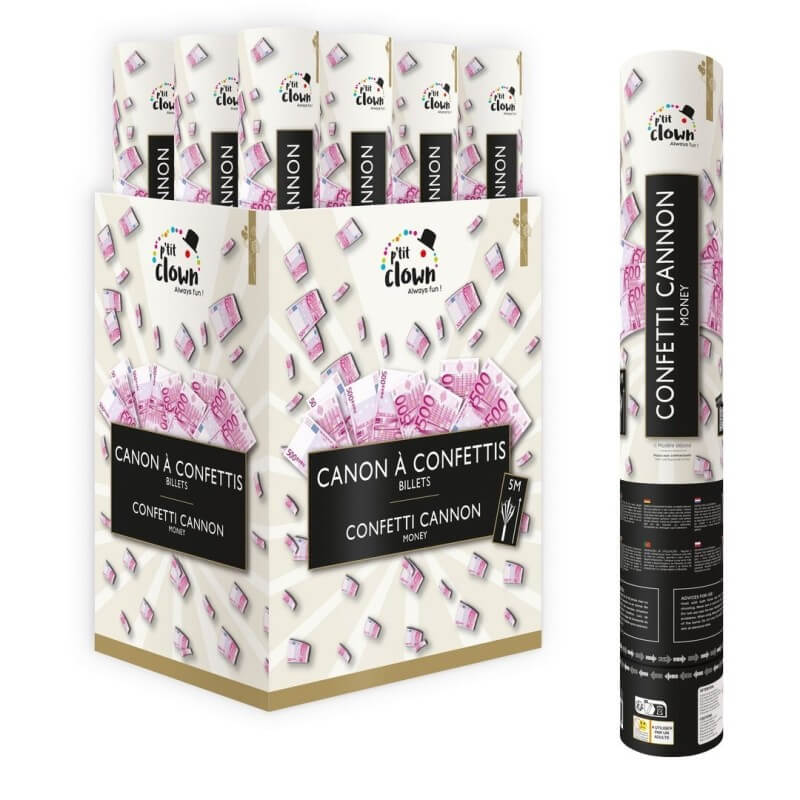 Canon à Confettis Papier 40 cm Billets Euro - 28440 - Canons à confettis