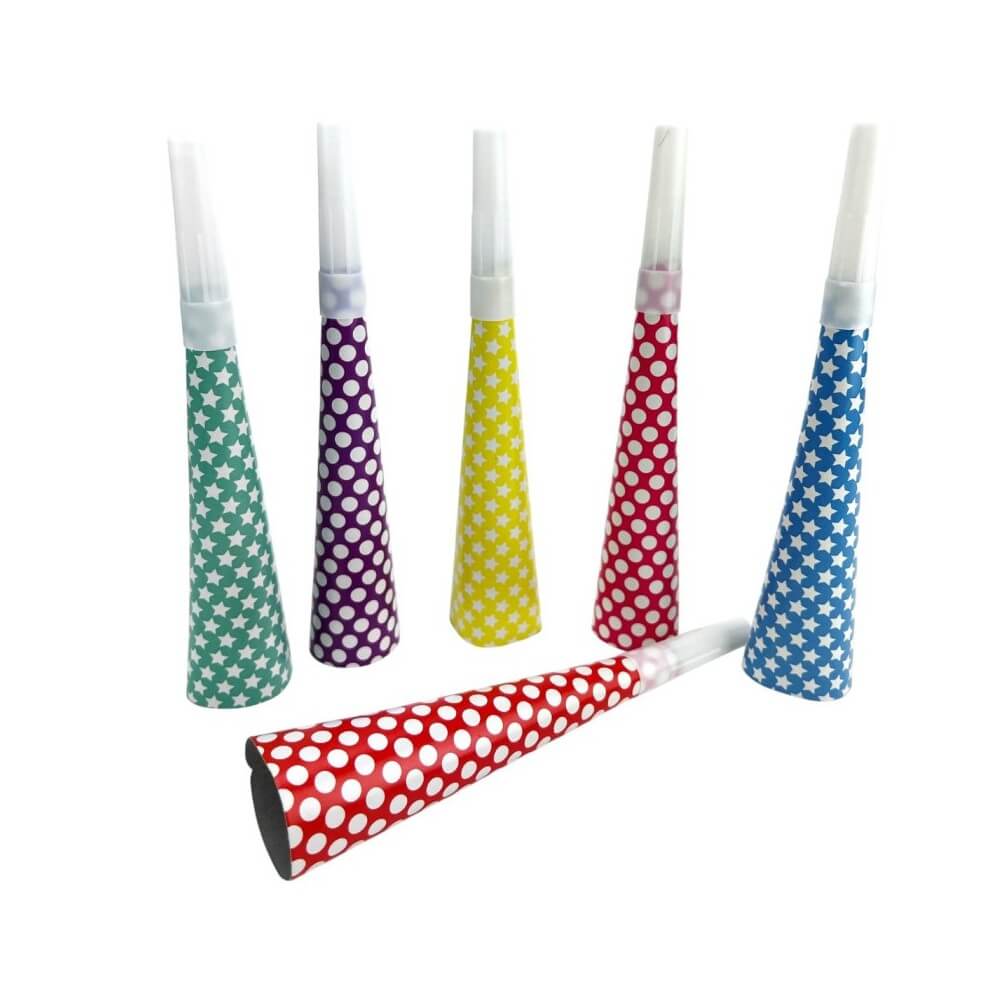 6 Trompettes 20 cm HAPPY COLOR - 22821HC2 - Cotillons