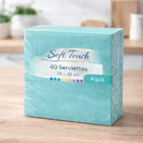 40 Serviettes soft touch 38x38 cm 2 plis – Aqua - 149999 - Serviettes Soft Touch