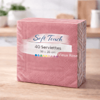 40 Serviettes soft touch 38x38 cm 2 plis – Vieux Rose - 149994 - Serviettes Soft Touch