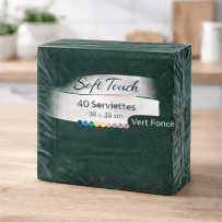 40 Serviettes soft touch 38x38 cm 2 plis – Vert - 149424 - Serviettes Soft Touch