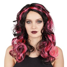 Perruque de sorcière noir et rose - 22175 - Perruques