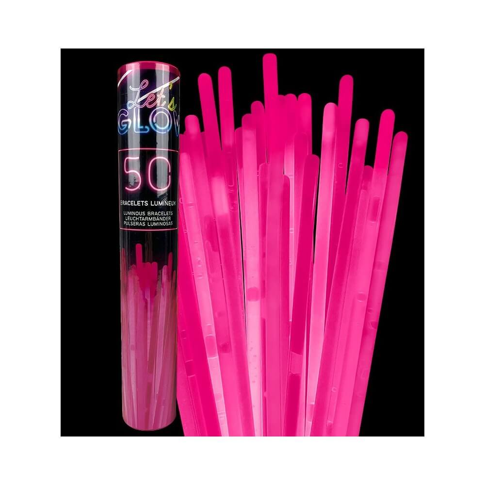 Tube 50 Bracelets Lumineux Rose 5x200 mm - 28116 - Accessoires Fluo & Lumineux