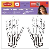 Tatouage glow mains de squelette - 24HA0018 - Strass & Paillettes