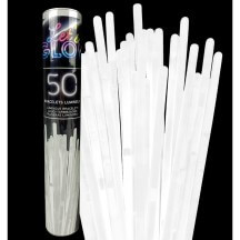 Tube 50 Bracelets Lumineux Blanc 5x200 mm - 28112 - Accessoires Fluo & Lumineux
