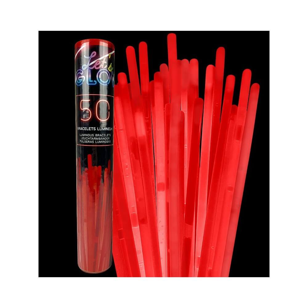 Tube 50 Bracelets Lumineux Rouge 5x200 mm - 28113 - Accessoires Fluo & Lumineux