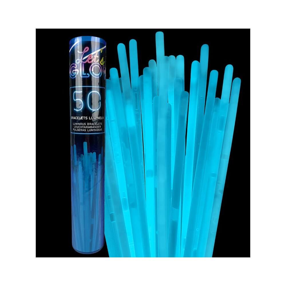 Tube 50 Bracelets Lumineux Bleu 5x200 mm - 28111 - Accessoires Fluo & Lumineux