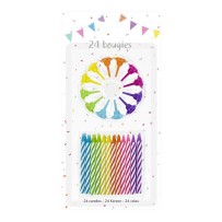 24 bougies MULTI 6 cm avec 12 supports - 43041 - Bougies pour Anniversaire